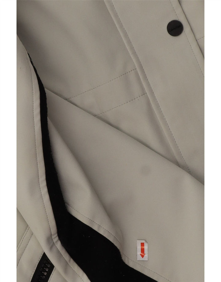 CALVIN KLEIN Abrigo cortavientos con capucha para mujer UK 46 Poliéster gris grande