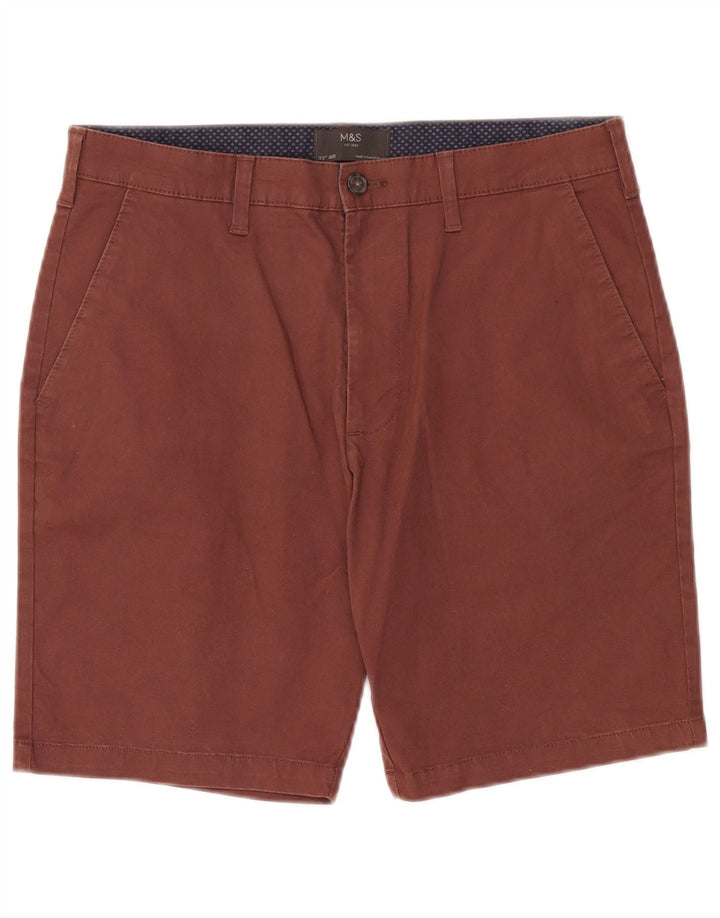 Marks & Spencer Pantalones cortos chinos para hombre W32 Algodón burdeos medio