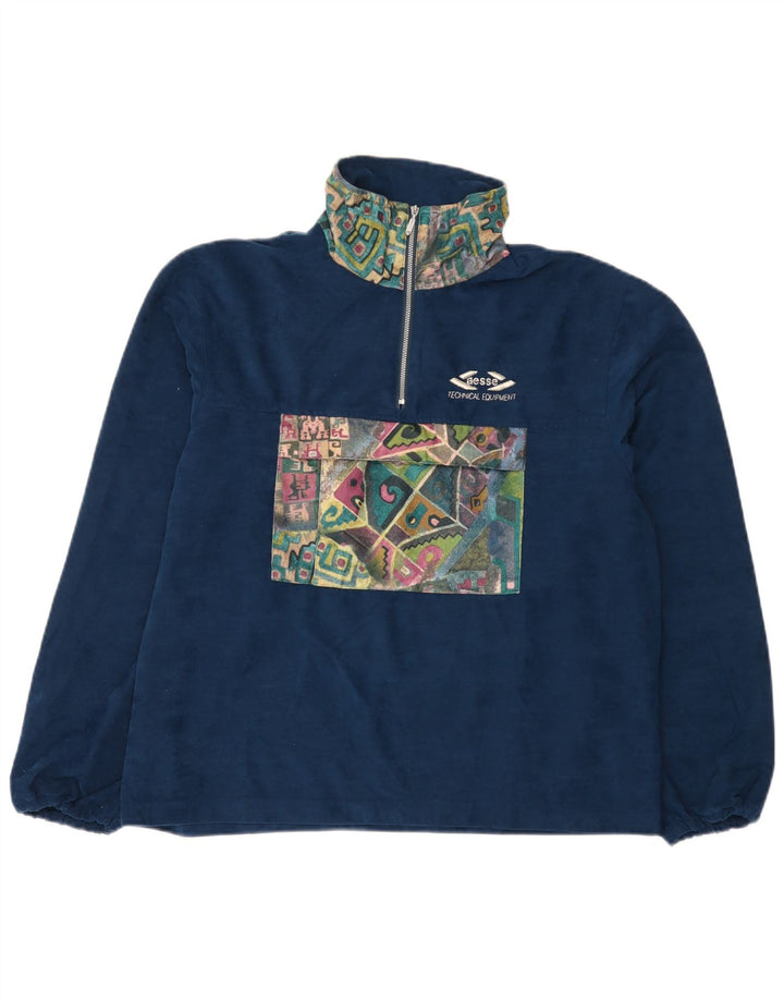 Aesse Hombre Suelto Jersey Chándal Top Pequeño Azul Marino Geométrico
