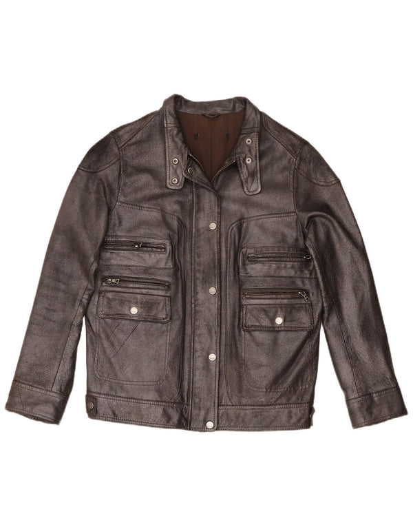 Marc Aurel Chaqueta de cuero para mujer UK 44 Cuero negro mediano