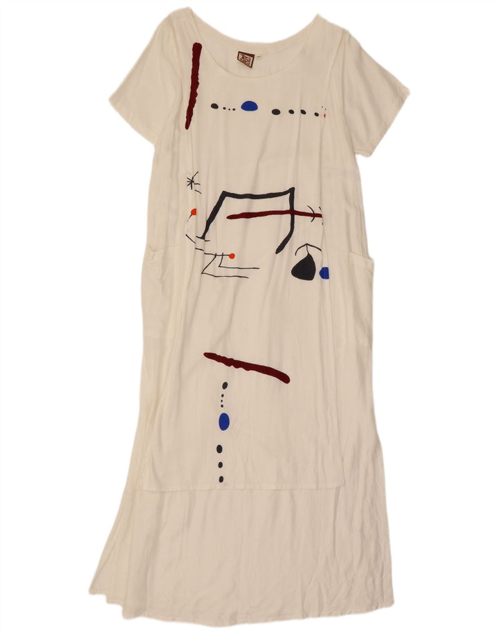 Tera Bora Vestido largo gráfico para mujer Reino Unido 40 Mediano Blanco