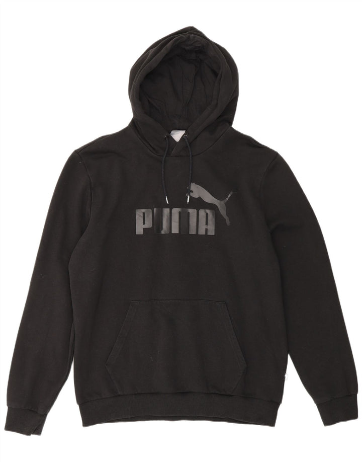 PUMA Sudadera con capucha gráfica para hombre, talla grande, algodón negro