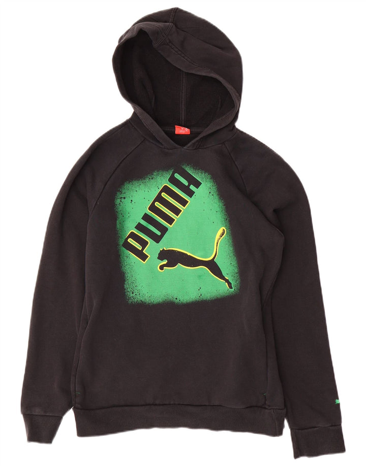 PUMA Sudadera con capucha gráfica para niños 13-14 años Bloque de color negro