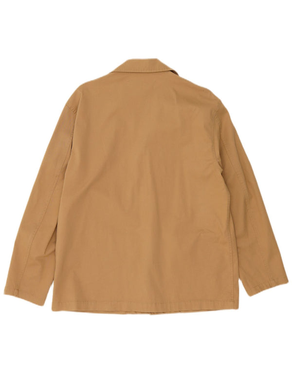 Zara Womens 3 Button Oversized Blazer Jacket UK 10 Small Beige Cotton