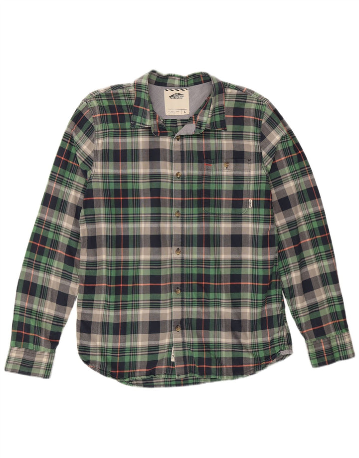 Camisa de franela de algodón con cuadros verdes grandes de Vans Hombre
