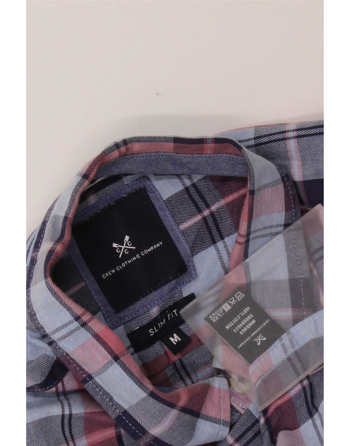 Crew Clothing Camisa de franela ajustada para hombre Algodón a cuadros azul medio