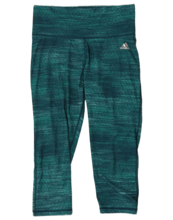 Adidas Mujer Climalite Capri Leggings Reino Unido 12/14 Medio Verde Moteado