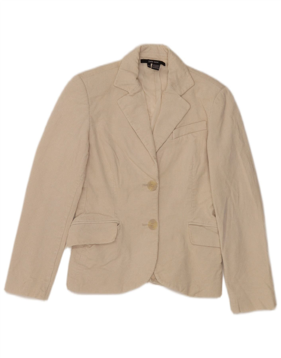 Zara Mujer Chaqueta Blazer De Pana De 2 Botones EU 36 XS Algodón Blanco Roto