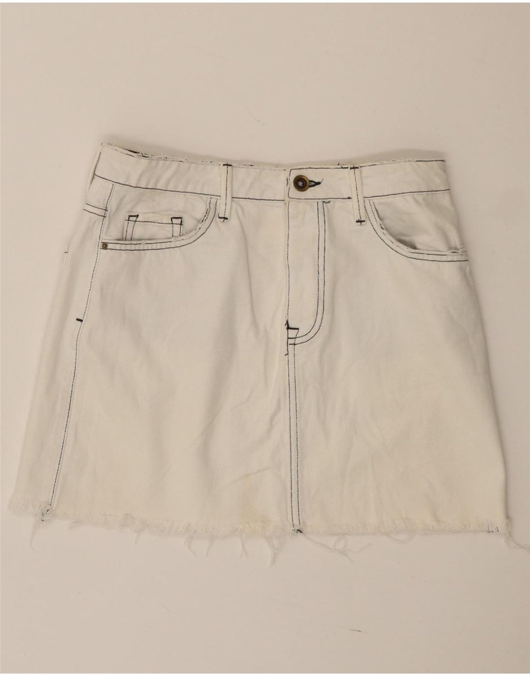 Zara Mujer Mini Falda Vaquera Pequeña W27 Blanco