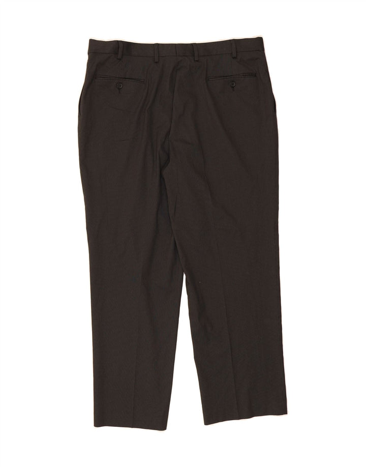 IZOD Mens Straight Suit Trousers W38 L30 Black Pinstripe Polyester Vintage Izod and Second-Hand Izod from Messina Hembry 