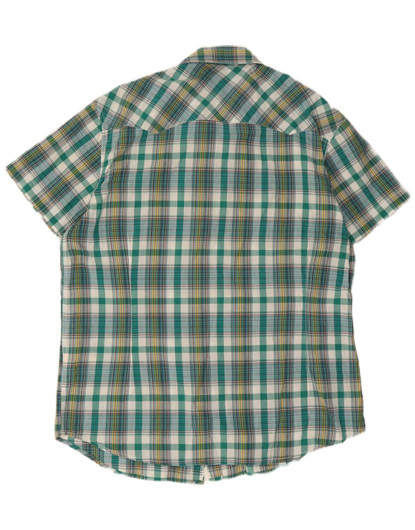 Lee Mens Rider Camisa de manga corta 2XL Algodón a cuadros verde
