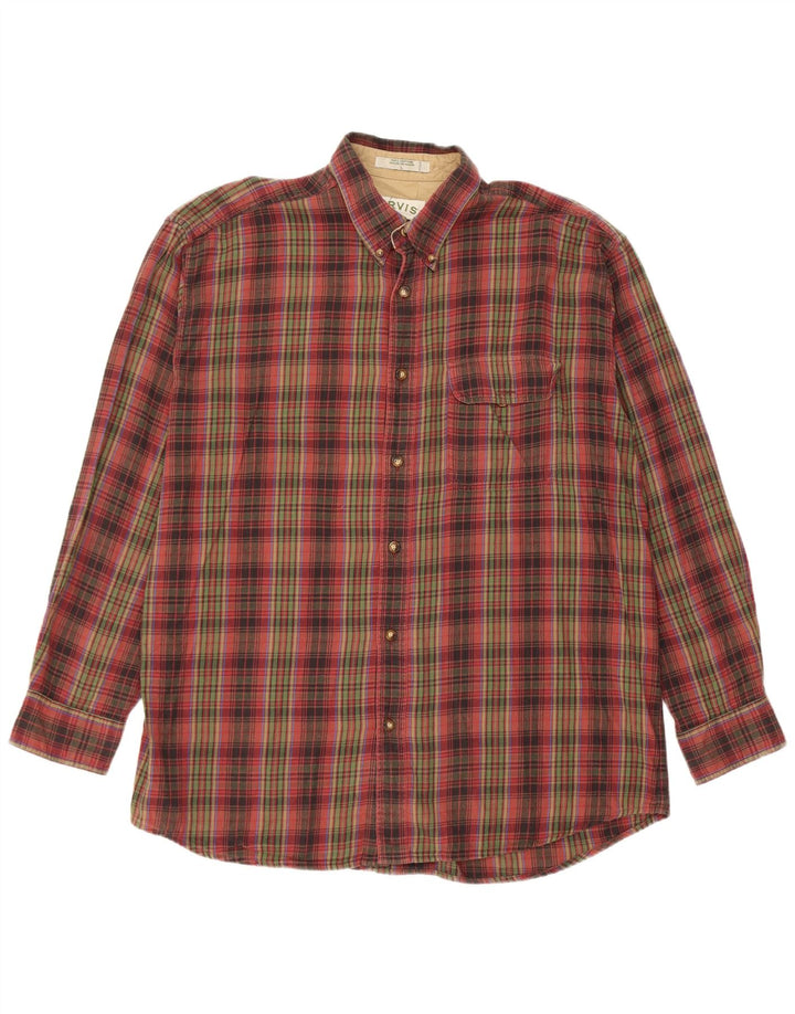 Camisa de franela Orvis para hombre de algodón a cuadros rojos grandes