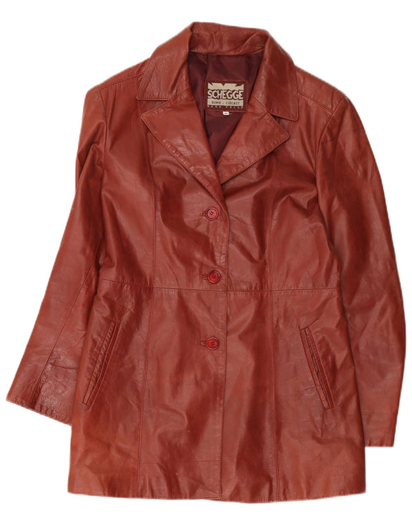Schegge Chaqueta Blazer de Cuero con 3 Botones para Mujer IT 44 Cuero marrón Medio