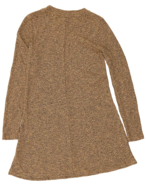 Topshop Vestido tipo jersey de manga larga para mujer UK 10 Small Beige Poliéster moteado