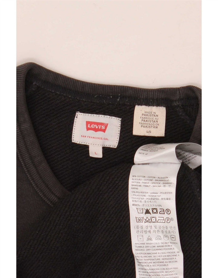 Levi's Hombre Sudadera Jumper Grande Algodón Negro