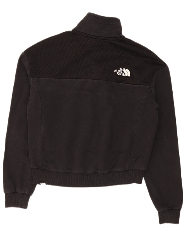 The North Face Womens Zip Neck Sweatshirt Jumper UK 14 Medium Black Cotton