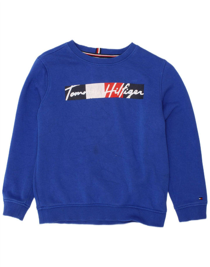 TOMMY HILFIGER Sudadera estampada para niño 8-9 años Algodón azul medio