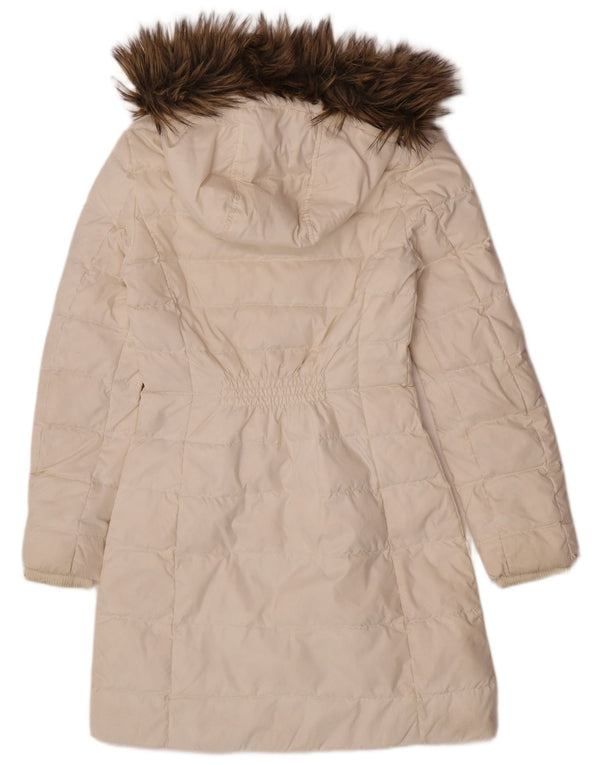 Tommy Hilfiger Abrigo acolchado con capucha para mujer UK 6 XS Poliéster blanco