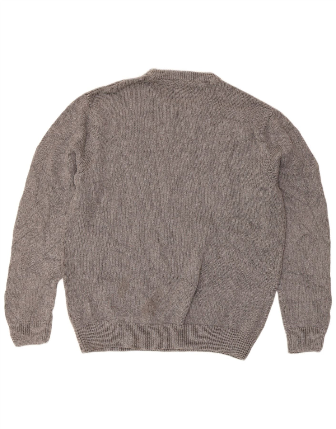 Chaps Suéter tipo jersey con cuello redondo y corte regular para hombre, algodón gris grande