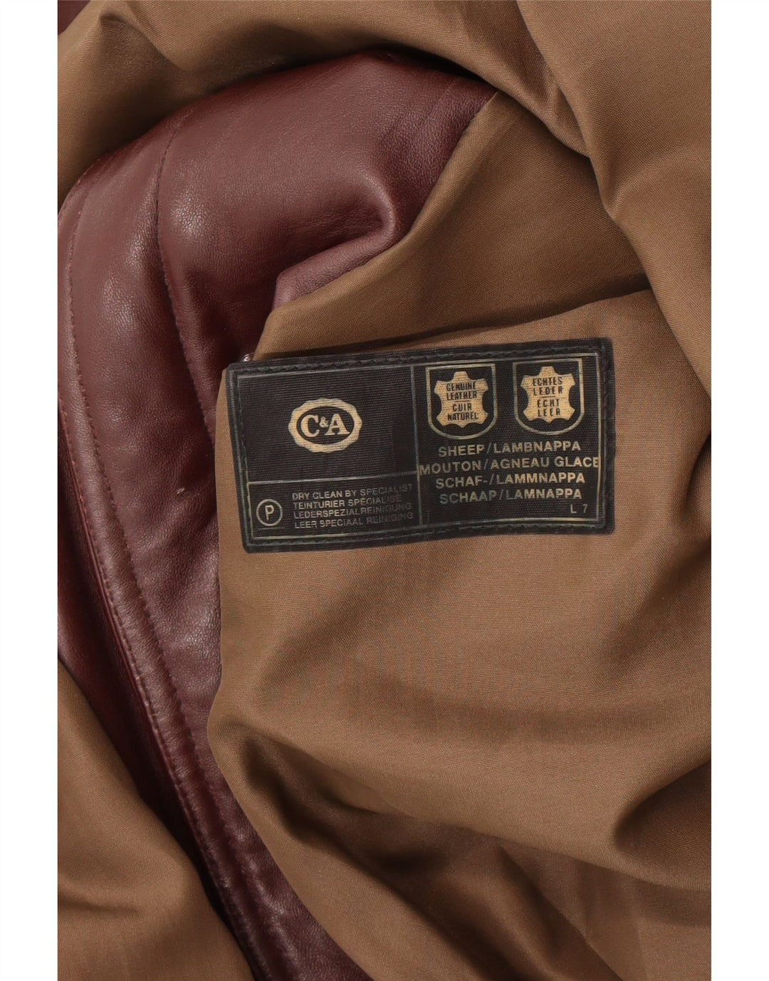 C & A Abrigo de cuero militar para hombre UK 40 Cuero granate grande