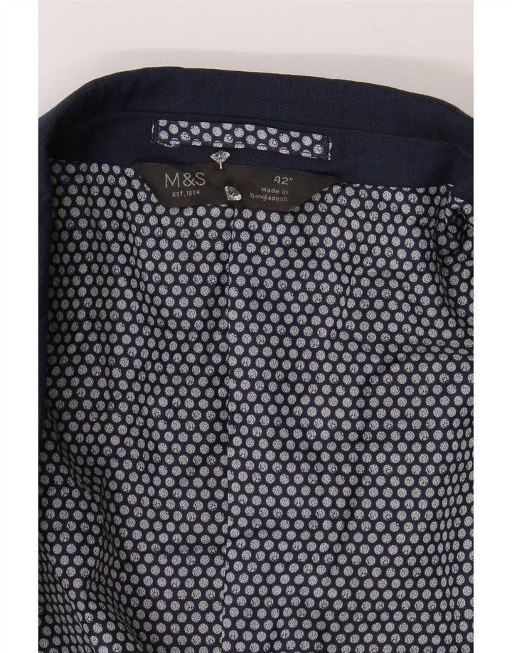 Marks & Spencer Chaqueta tipo blazer de 2 botones para hombre UK 42 Grande Poliéster azul marino