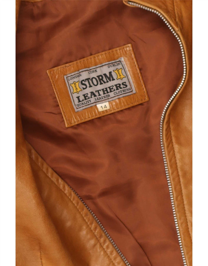 Chaqueta de cuero vintage para mujer Reino Unido 14 Beige medio