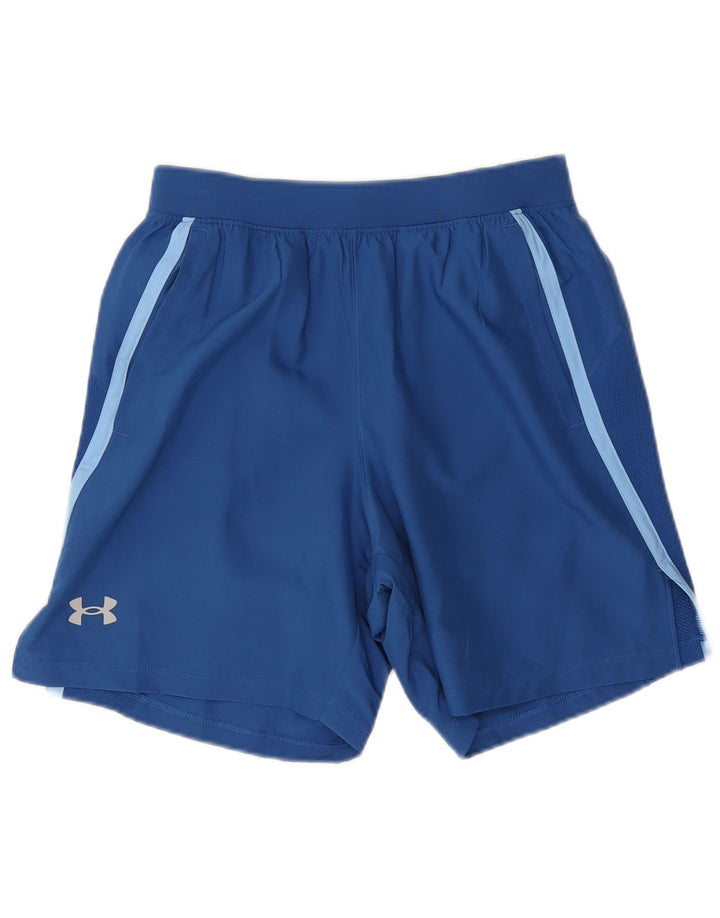 Under Armour Pantalones cortos deportivos para hombre, poliéster azul pequeño