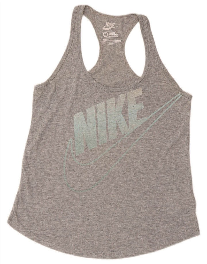 Nike Camiseta sin mangas con gráfico de ajuste holgado para mujer UK 40 Poliéster gris medio