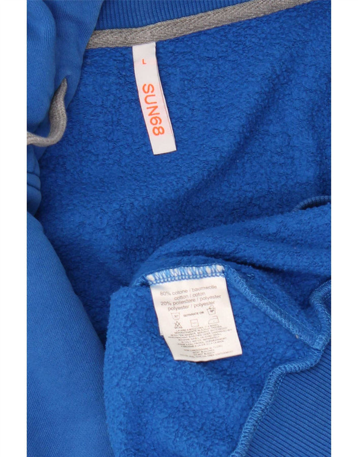 Sun68 Suéter con capucha y cremallera para hombre Algodón azul grande
