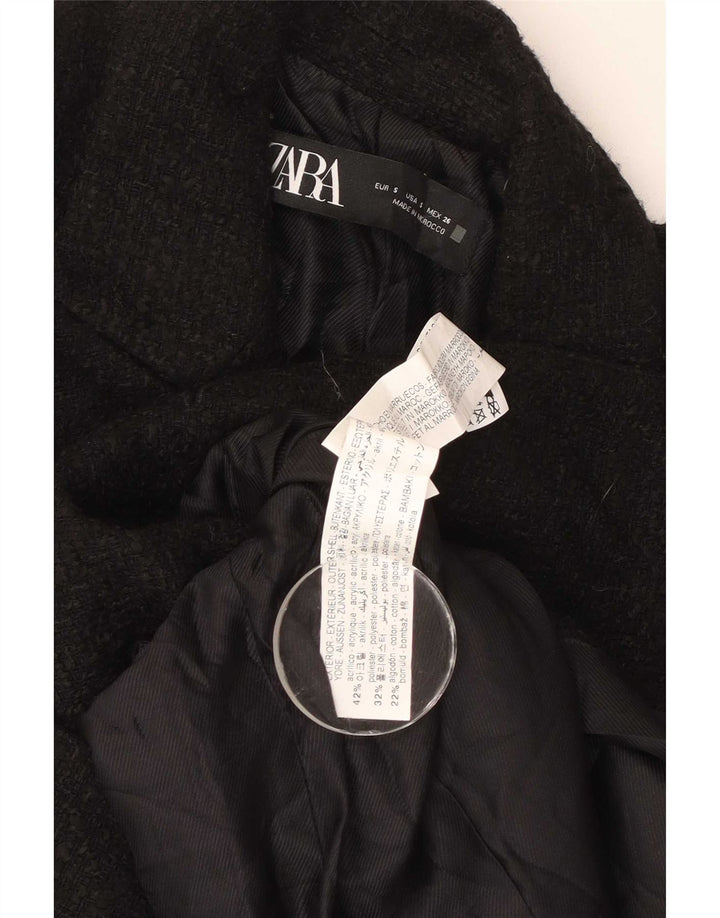 Zara Mujer Chaqueta Blazer De Doble Botonadura Reino Unido 10 Small Acrílico Negro