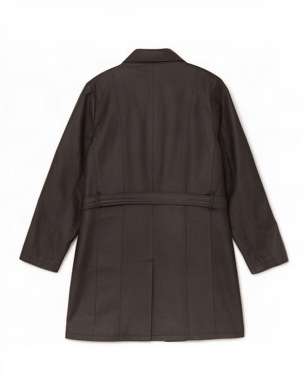 JCC Abrigo de cuero con doble botonadura para hombre UK 44 2XL Negro
