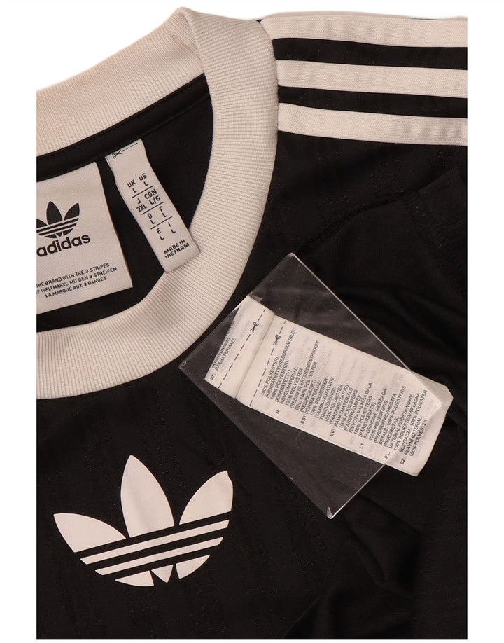 Adidas Camiseta gráfica para hombre Top grande de poliéster a rayas negras