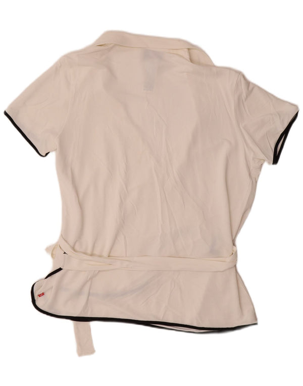 MARINA RINALDI Blusa cruzada de manga corta para mujer UK 44 Medium White