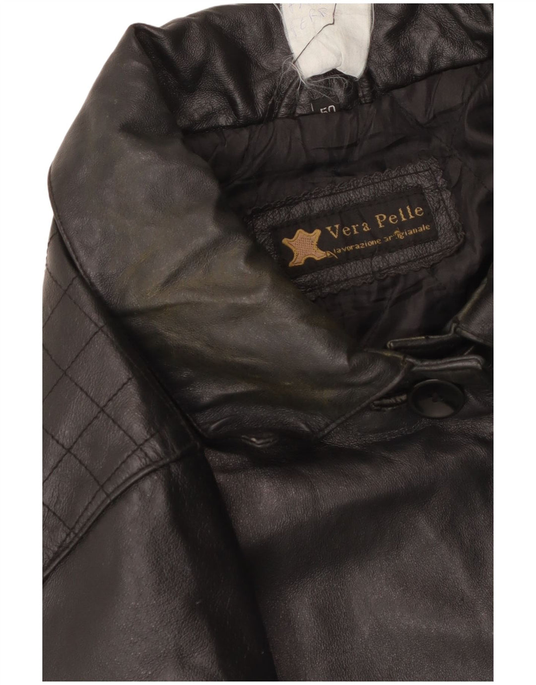 Abrigo de cuero vintage para mujer IT 50 XL cuero negro