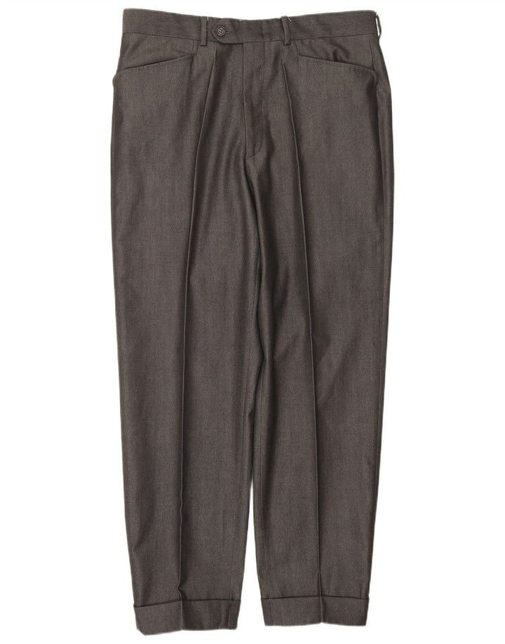 CERRUTI 1881 Pantalón de traje con pinzas para hombre IT 50 Large W32 L30 Grey Classic