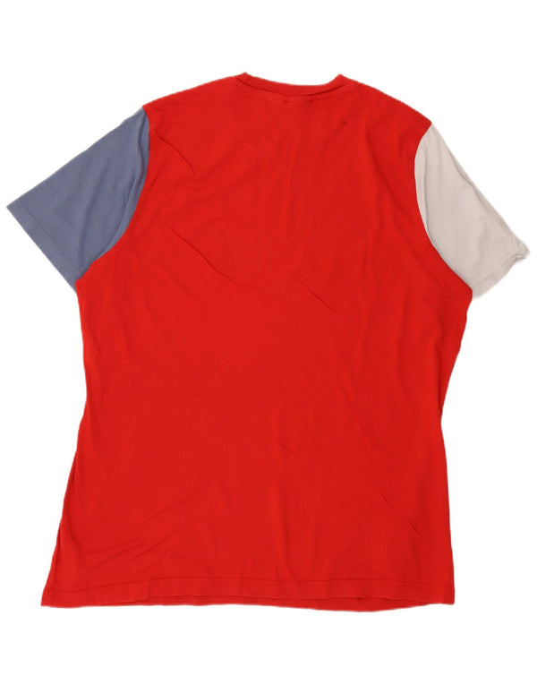 ADIDAS Camiseta gráfica para hombre Top XL Rojo Colorblock Algodón