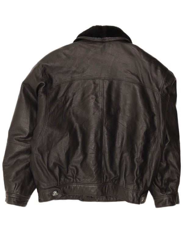 Suprema Chaqueta de cuero para hombre IT 54 2XL Cuero negro