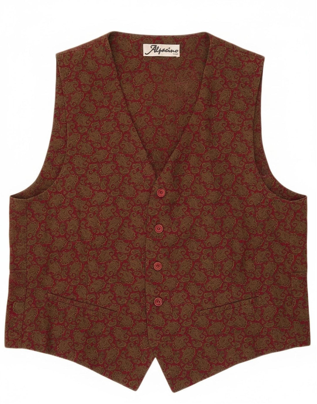 Chaleco vintage para hombre grande caqui paisley