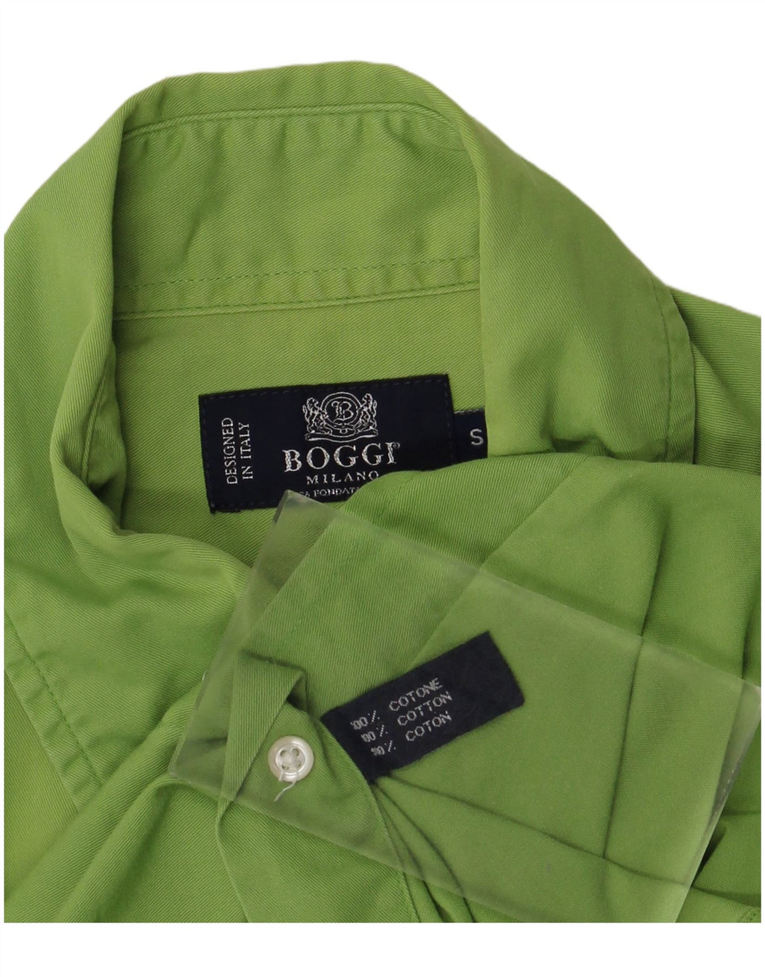 Camisa Boggi Hombre Small Verde Algodón