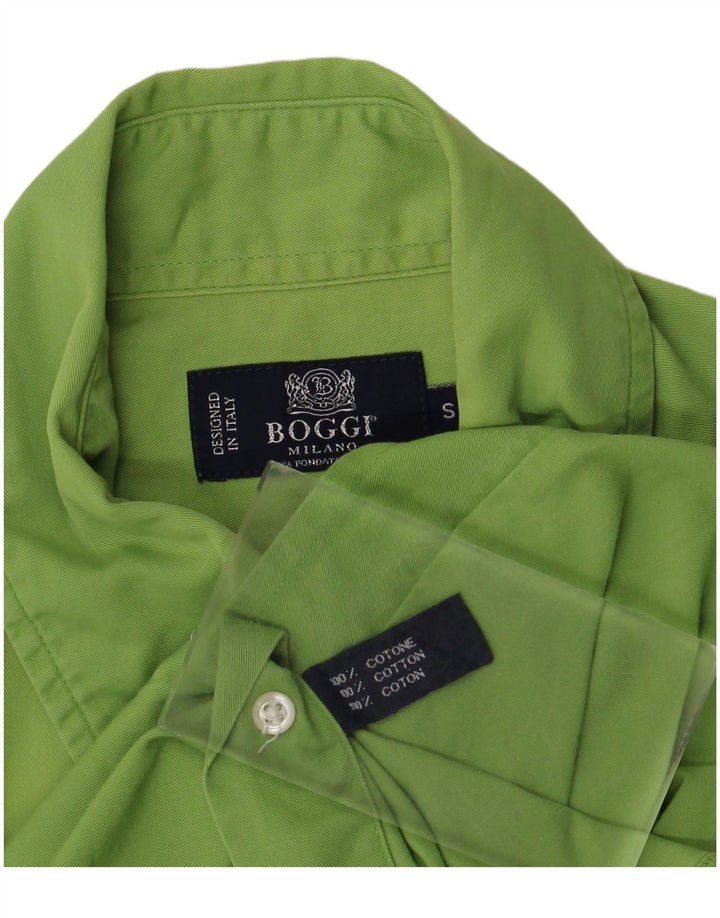 Camisa Boggi Hombre Small Verde Algodón