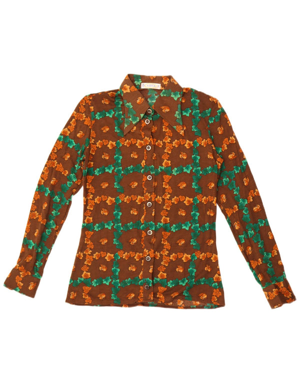 Anna Camisa para Mujer UK 42 Marrón Medio Floral