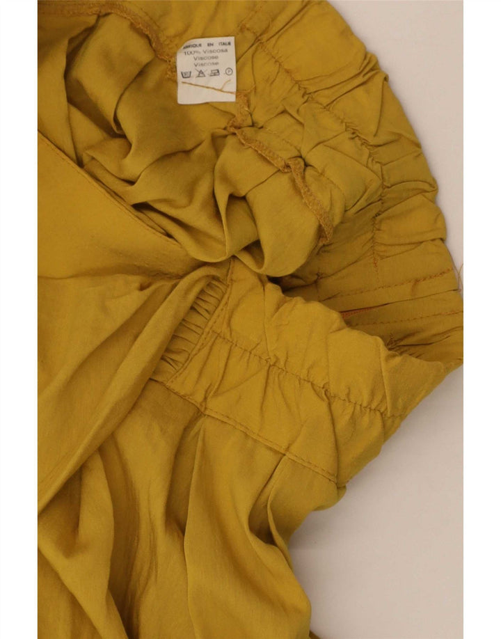 Vintage mujer Skort Mini falda W26 pequeña viscosa amarilla