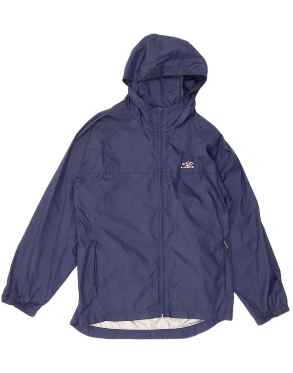 UMBRO Chaqueta impermeable con capucha y gráfico para hombre UK 36 Small Azul marino Nylon