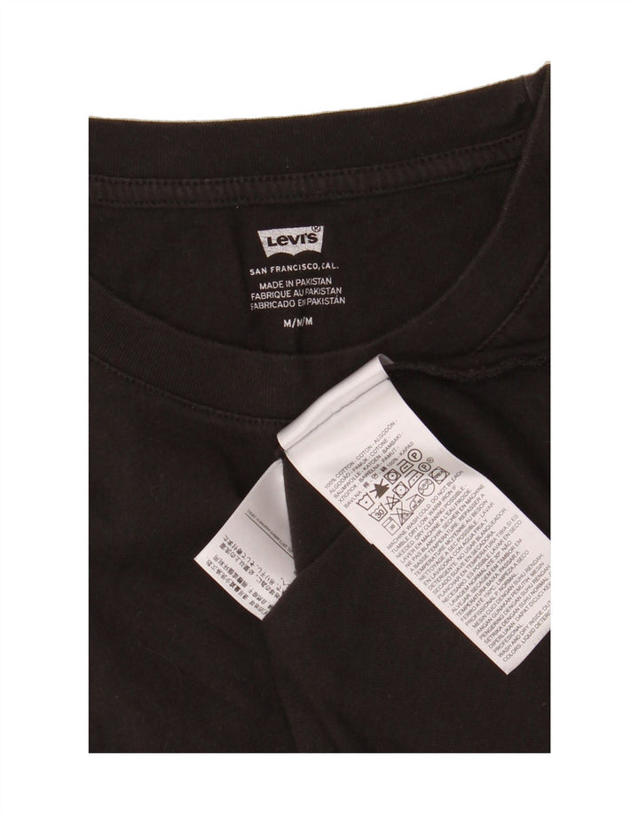 LEVI'S Womens Graphic T-Shirt Top UK 14 Medium Black Cotton Vintage Levi's and Second-Hand Levi's from Messina Hembry 