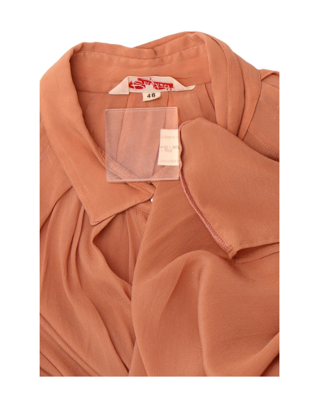 VINTAGE Blusa holgada de manga larga para mujer IT 46 Marrón grande