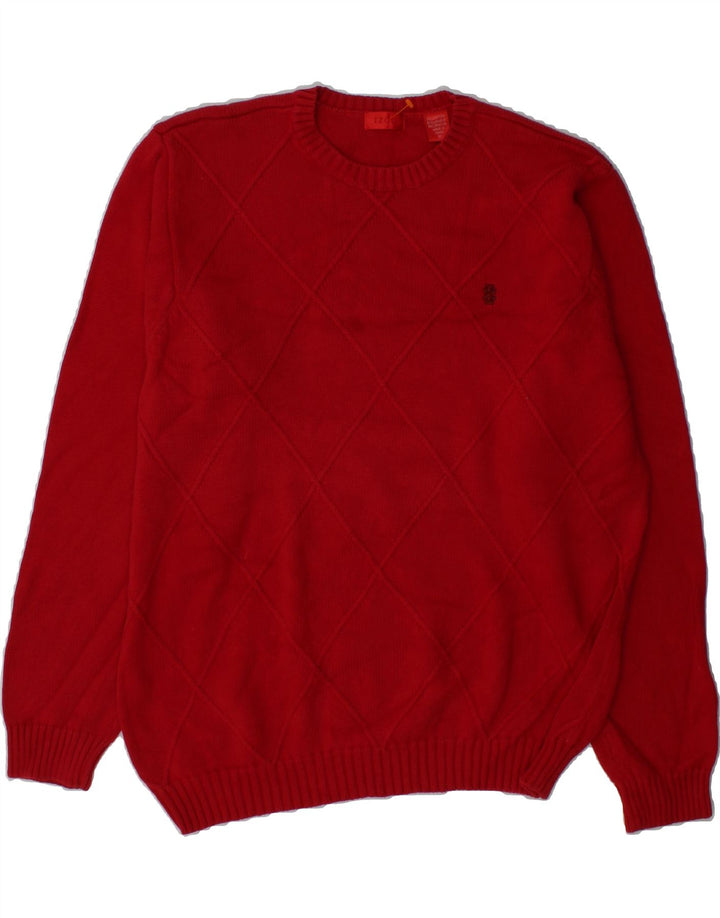 IZOD Mens Crew Neck Jumper Sweater Medium Red Cotton Vintage Izod and Second-Hand Izod from Messina Hembry 