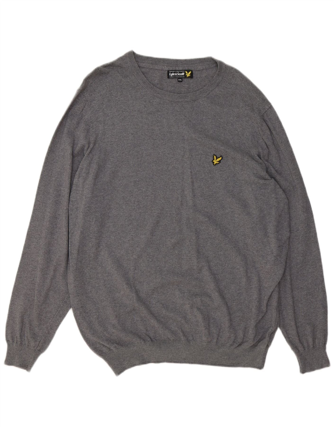 LYLE & SCOTT Jersey con cuello barco para hombre, talla 2XL, algodón gris
