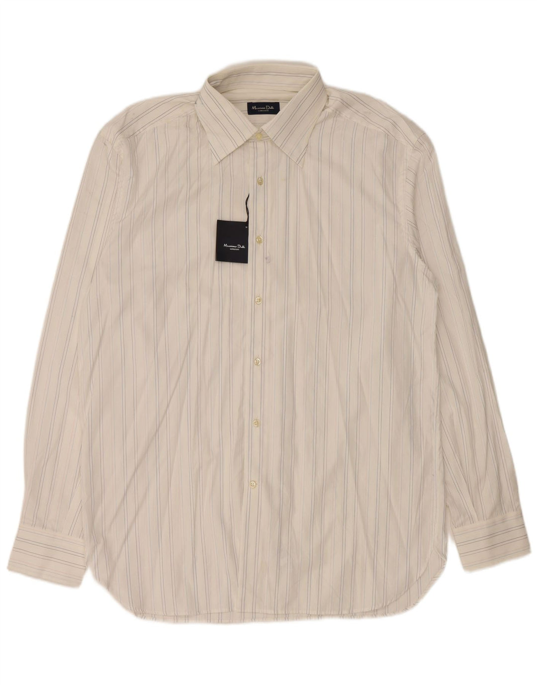 MASSIMO DUTTI Camisa Hombre Talla 43 Grande Algodón Rayas Blancas