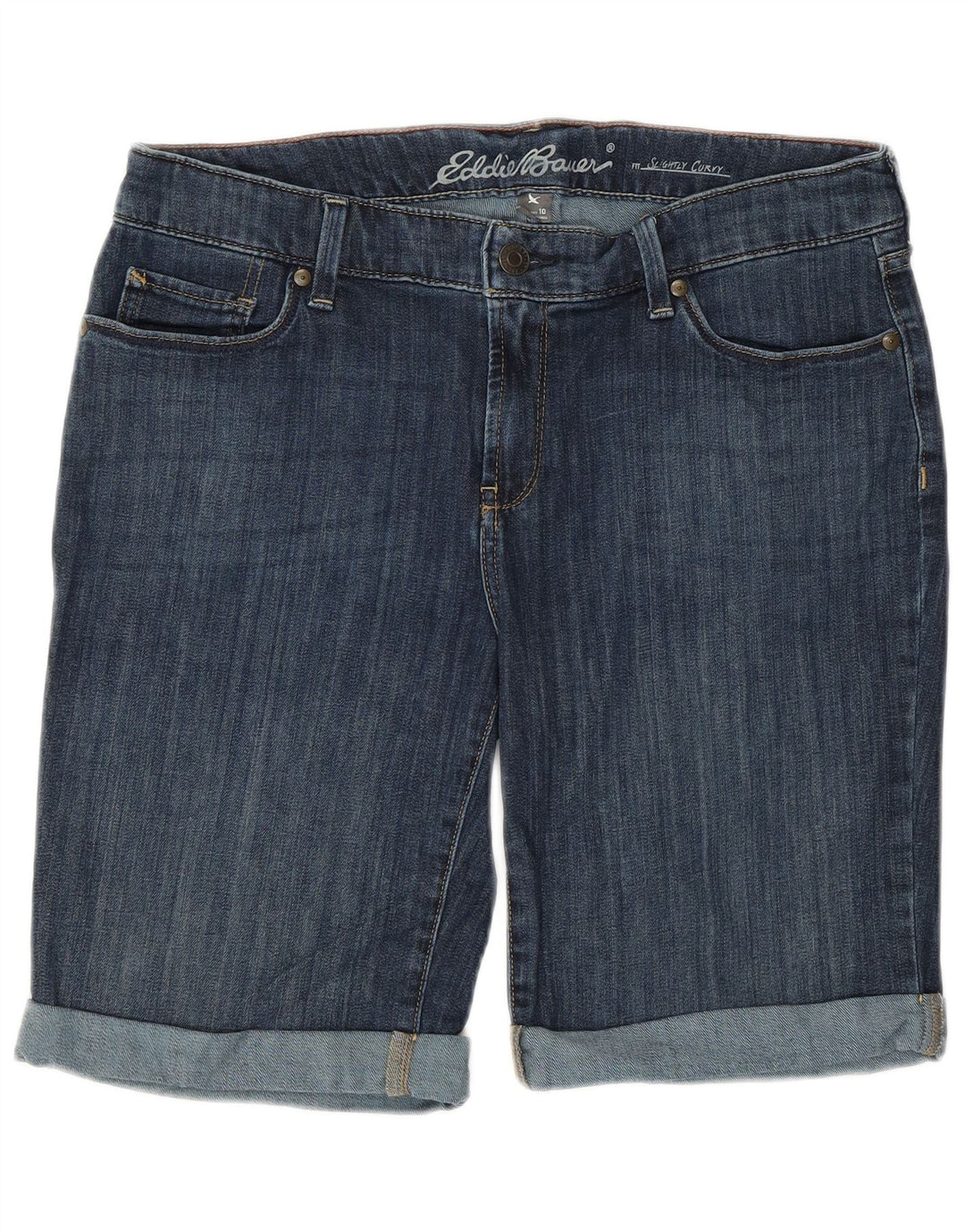 EDDIE BAUER Pantalones cortos de mezclilla ligeramente curvados para mujer US 10 Large W32 Azul