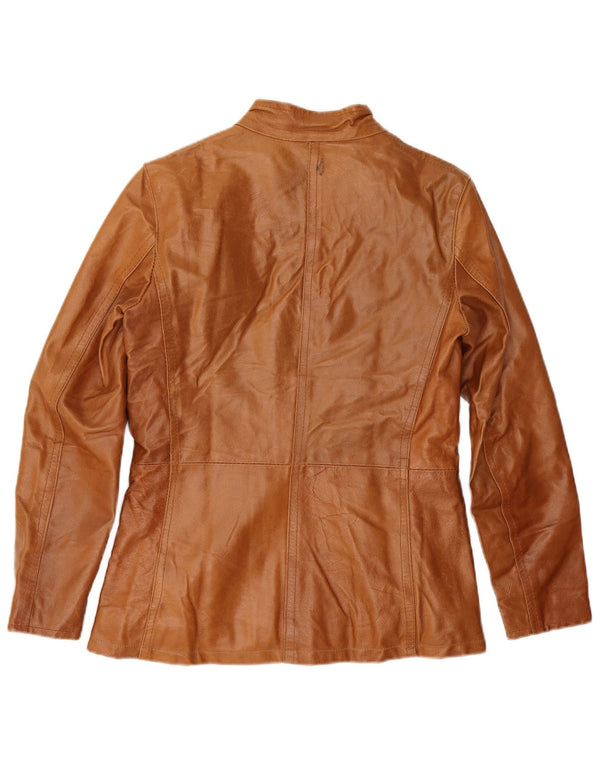 Bayside Chaqueta de cuero para mujer UK 10 Small Cuero marrón